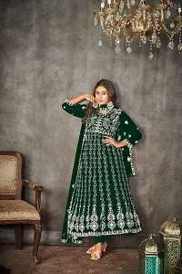 Elegant Green Net Embroidered Dress Material with Dupatta For Women-thumb1