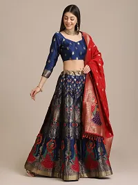 Women  Jacquard Semi Stitched Lehenga Choli-thumb2