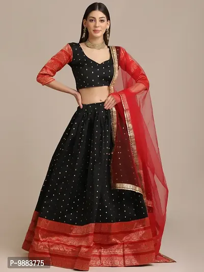 Women  Jacquard Semi Stitched Lehenga Choli-thumb0