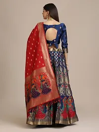 Women  Jacquard Semi Stitched Lehenga Choli-thumb1