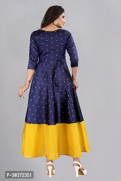 Beautiful Taffeta Woven Design Blue Indo-western Gown-thumb2