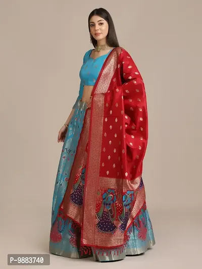 Women  Jacquard Semi Stitched Lehenga Choli-thumb3