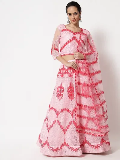Elegant Women Net Semi Stitched Lehenga Choli