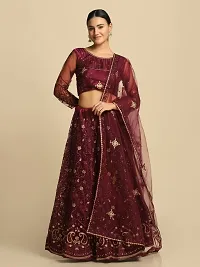 Women  Net Semi Stitched Lehenga Choli-thumb3