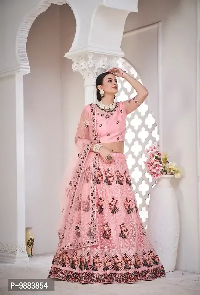 Women  Net Semi Stitched Lehenga Choli-thumb2