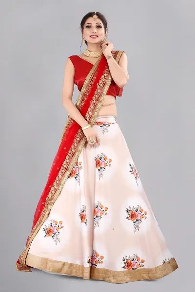 Women Art Silk Semi Stitched Lehenga Choli