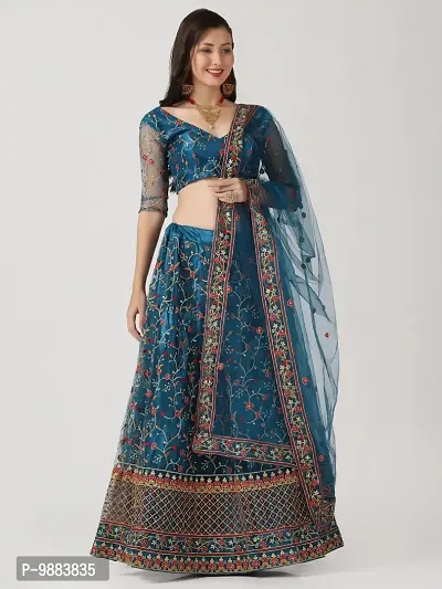 Women  Net Semi Stitched Lehenga Choli-thumb3