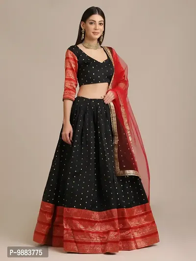 Women  Jacquard Semi Stitched Lehenga Choli-thumb3