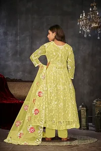 Elegant Yellow Net Embroidered Dress Material with Dupatta For Women-thumb2