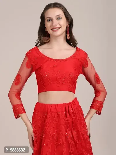 Women  Net Semi Stitched Lehenga Choli-thumb4