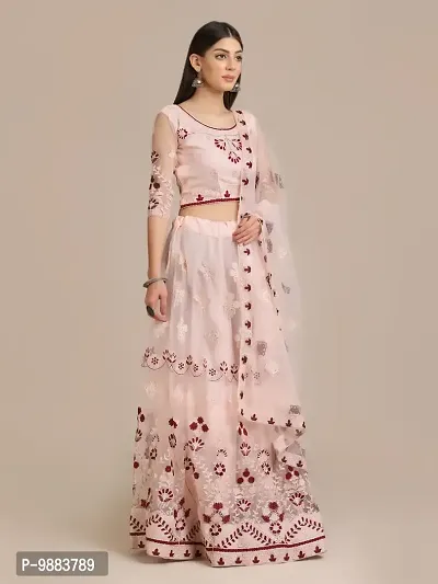 Women  Net Semi Stitched Lehenga Choli-thumb3