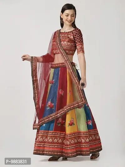 Women  Art Silk Semi Stitched Lehenga Choli-thumb0