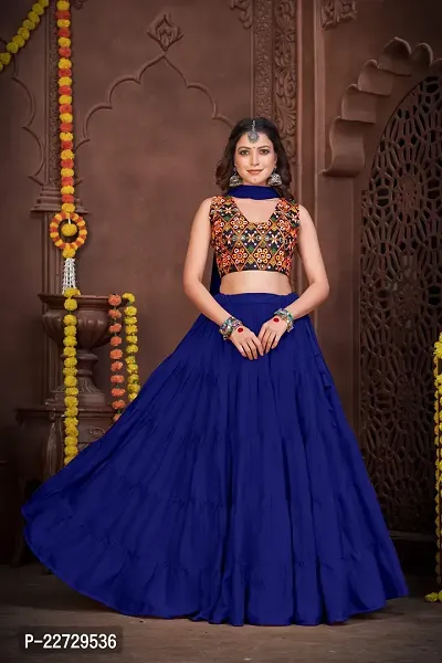 Stylish Blue French Crape  Lehenga Choli Set For Women-thumb4