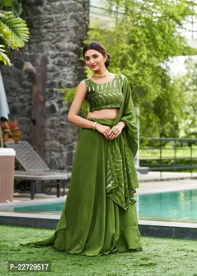 Stylish Green Rangolisilk  Lehenga Choli Set For Women