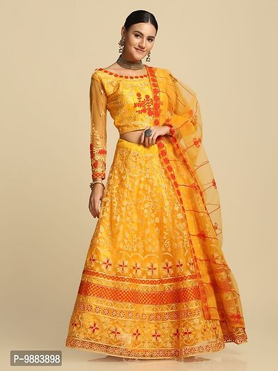 Women  Net Semi Stitched Lehenga Choli