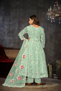 Elegant Green Net Embroidered Dress Material with Dupatta For Women-thumb2