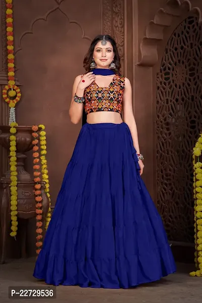 Stylish Blue French Crape  Lehenga Choli Set For Women-thumb3