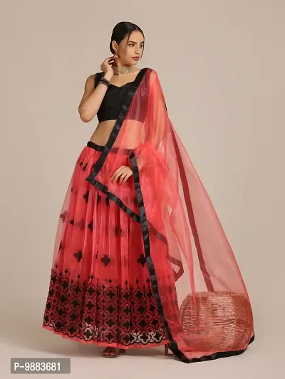 Women  Net Semi Stitched Lehenga Choli-thumb0