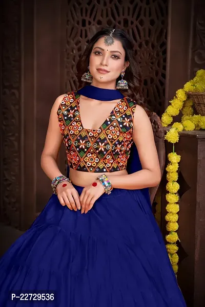 Stylish Blue French Crape  Lehenga Choli Set For Women-thumb0