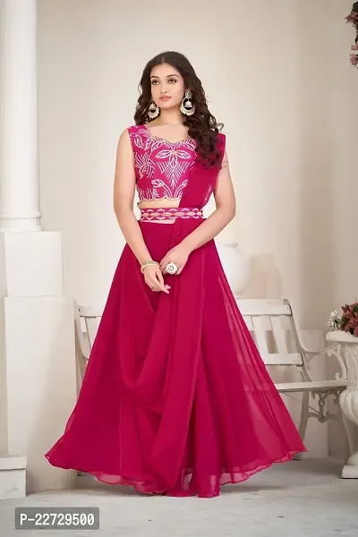 Stylish Pink Georgette  Lehenga Choli Set For Women-thumb2