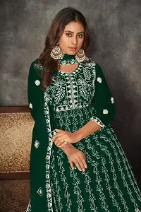 Elegant Green Net Embroidered Dress Material with Dupatta For Women-thumb2