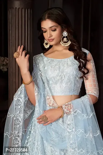 Stylish Off White NET  Lehenga Choli Set For Women-thumb3