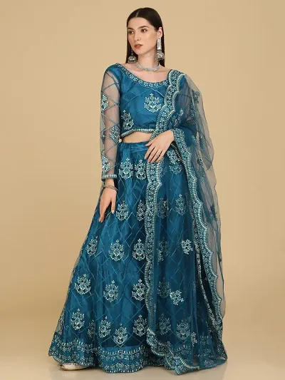 Attractive Women Net Semi Stitched Lehenga Choli