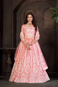 Stylish Peach NET  Lehenga Choli Set For Women-thumb3