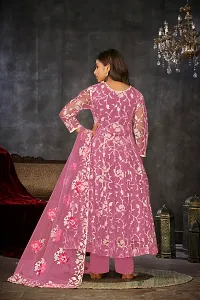 Elegant Pink Net Embroidered Dress Material with Dupatta For Women-thumb2