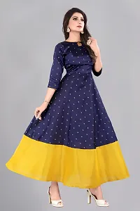 Beautiful Taffeta Woven Design Blue Indo-western Gown-thumb2