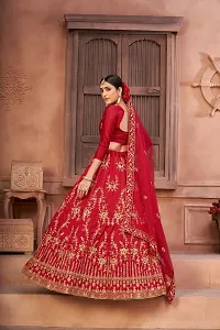 Red Colour Embroidery Work With Full Flared Lehenga For Women-thumb1