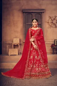 Red Colour Embroidery Work With Full Flared Lehenga For Women-thumb2