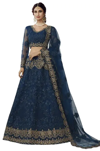 Net Embroidery Handwork Lehenga For Women