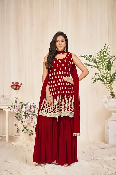 Classic Georgette Embroidered  Dress Material with Dupatta