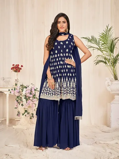 Classic Georgette Embroidered Dress Material with Dupatta for Women