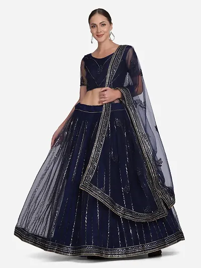 Elegant Women Net Semi Stitched Lehenga Choli