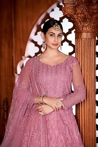 Dusty Pink Net Embroidery Anarkali Salwar Suit For Women-thumb1