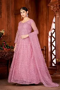 Dusty Pink Net Embroidery Anarkali Salwar Suit For Women-thumb3