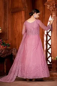 Dusty Pink Net Embroidery Anarkali Salwar Suit For Women-thumb4