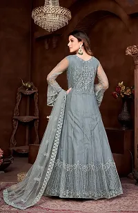 Grey Net Embroidery Anarkali Salwar Suit For Women-thumb1