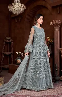 Grey Net Embroidery Anarkali Salwar Suit For Women-thumb2