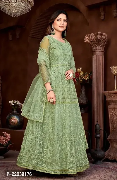 Pista Net Embroidery Anarkali Salwar Suit For Women-thumb3