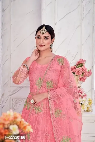 Pink Net Embroidery Anarkali Salwar Suit For Women-thumb3