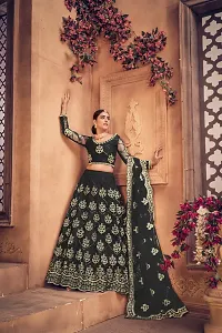 Black colour Circular Lehenga With Net Fabric And Thread Work For Women-thumb2