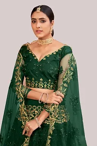 Bottle Green Colour Lehenga With Full Flare And Embroidery Work-thumb1