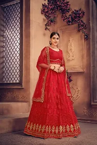 Bottle Red Colour Lehenga With Full Flare And Embroidery Work-thumb1