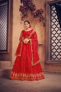 Bottle Red Colour Lehenga With Full Flare And Embroidery Work-thumb2