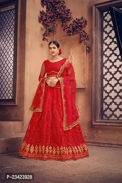 Bottle Red Colour Lehenga With Full Flare And Embroidery Work-thumb3