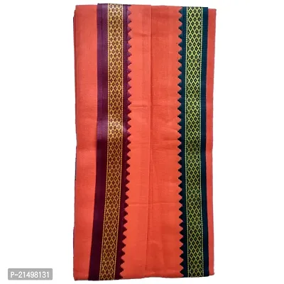 SKAB? 100% Pure Cotton Handloom Super Soft Double Bordered Full Size Exclusive Gamcha (Saffron, Set of 1)