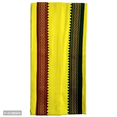 SKAB? 100% Pure Cotton Handloom Super Soft Double Bordered Full Size Exclusive Gamcha (Yellow, Set of 1)